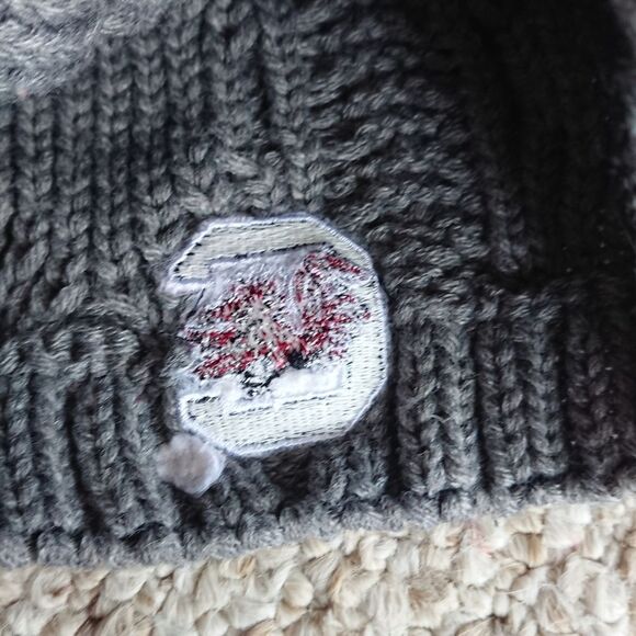 Gray and Garnet gamecock Knit Beanie Pom Pom -  ZooZatz - Picture 5 of 11